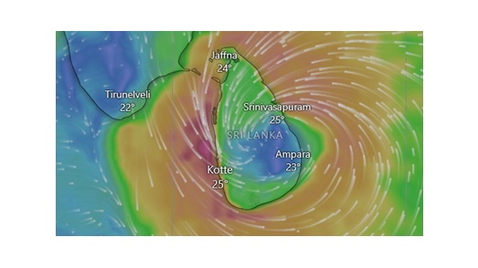சூறாவளி Ditwah நகரும் பாதை 